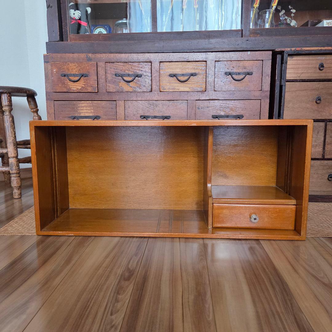 収納棚 木製 古家具 什器 収納箱 陳列棚 ディスプレイ ラック ガラス