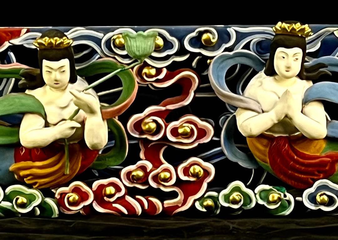 特価【欄間 天女】80cm 透かし彫り 美術的装飾 カラー 天からの守護