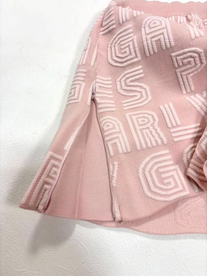 美品】パーリーゲイツ セットアップ ニット スカート ピンク ロゴ 0 S