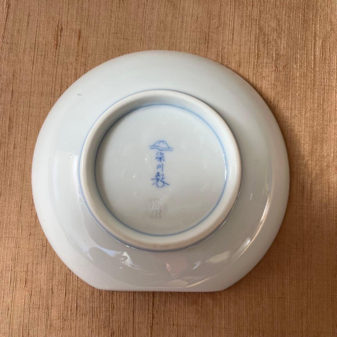 希少) 深川製磁 古代バラ 半月皿 小皿 2枚 古代薔薇 手書き 有田焼