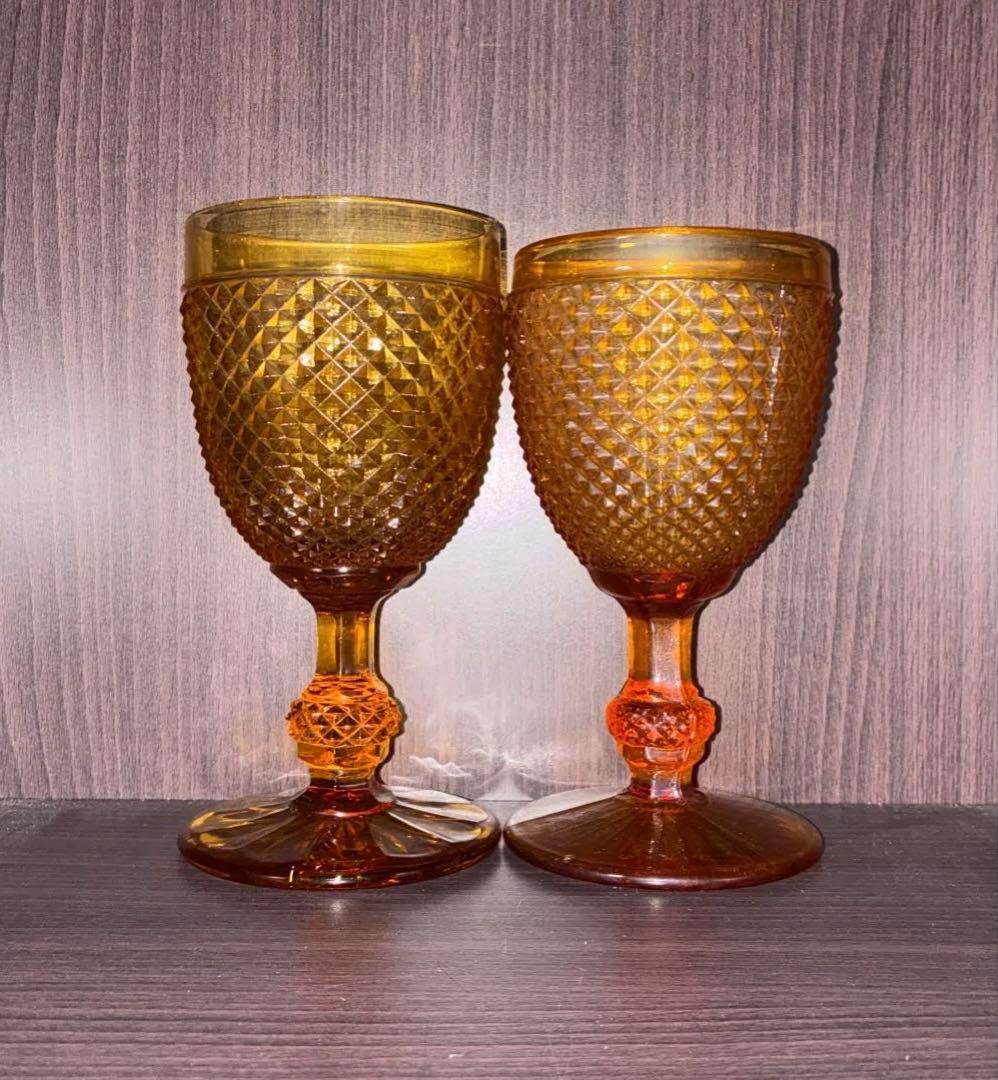 バカラ ディアマンビゾー 琥珀色被せ ワイングラス 特大サイズ 希少