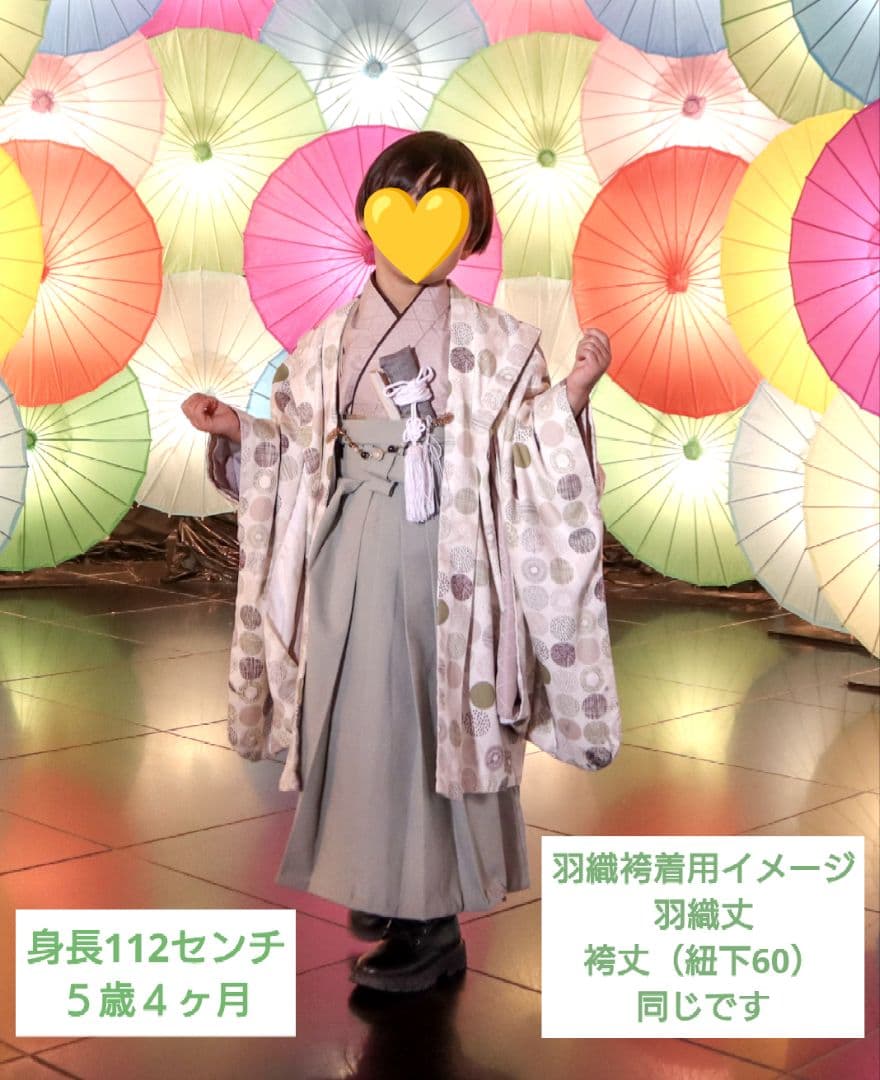 5歳 ウィリアムモリスアイリス羽織と本格的袴、着物のセット