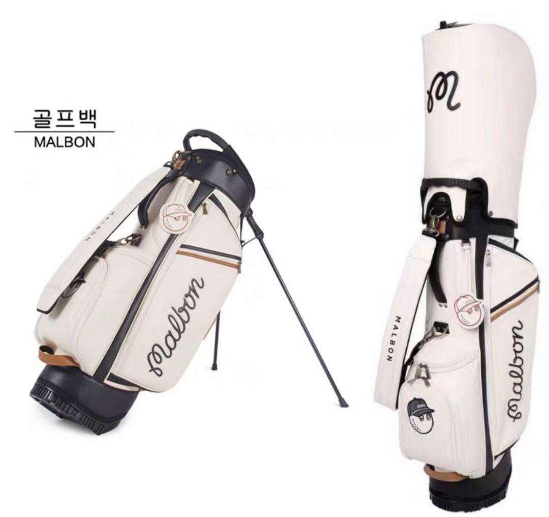 マルボンゴルフ malbon キャディバッグ マルボン ホワイト - ゴルフ