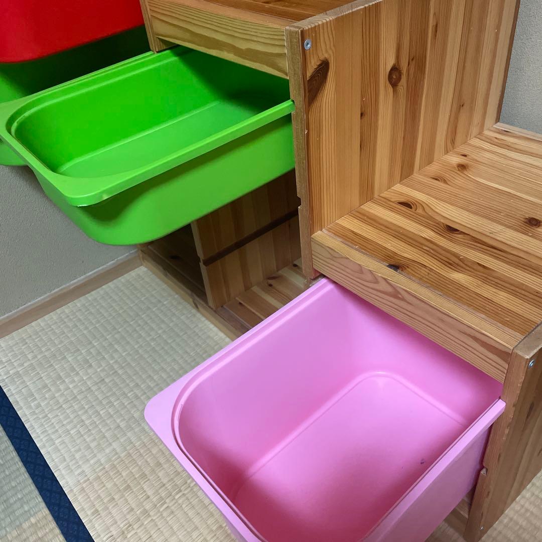 送料込】IKEA イケア おもちゃ収納棚トロファスト 木製階段 収納ケース