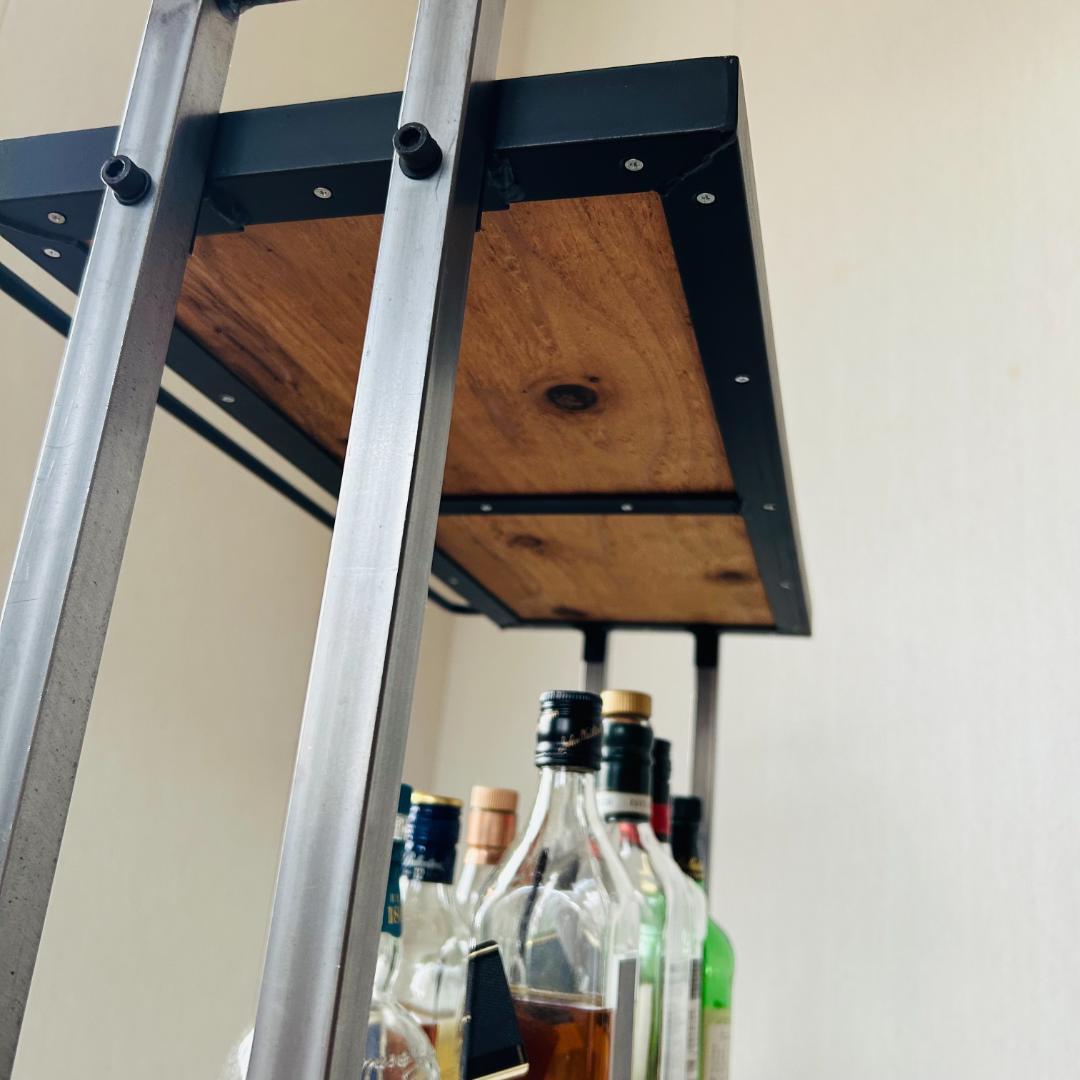 一点物 男前 インダストリアル アイアンバーワゴン ウィスキーラック