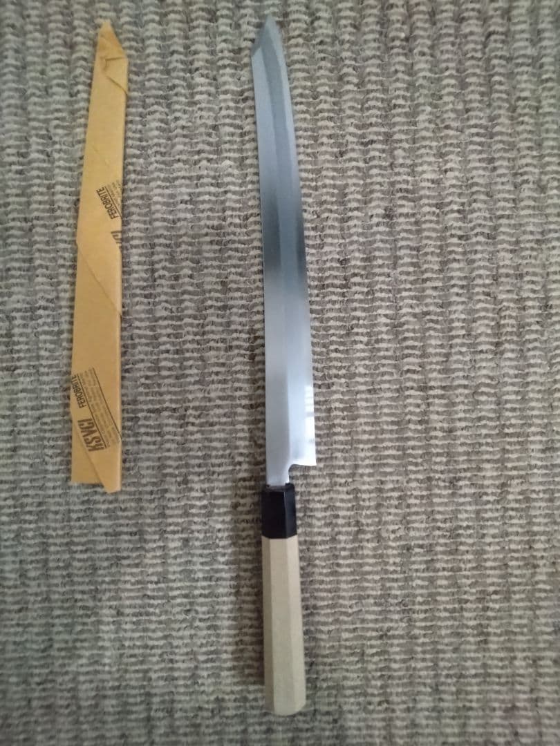 柳切り付け　尺2　青鋼 切付柳刃包丁 青鋼 尺2 鞘付 【包丁の＠堺英】