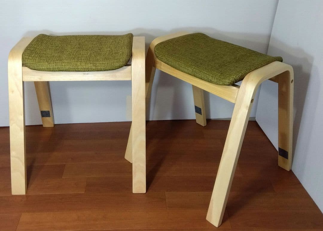 未使用　スタッキングスツール　VH-7920 ナチュラル×グリーン　2脚セット HAGiHARA（萩原） スタッキングスツール 2脚セット VH-7920-2 椅子