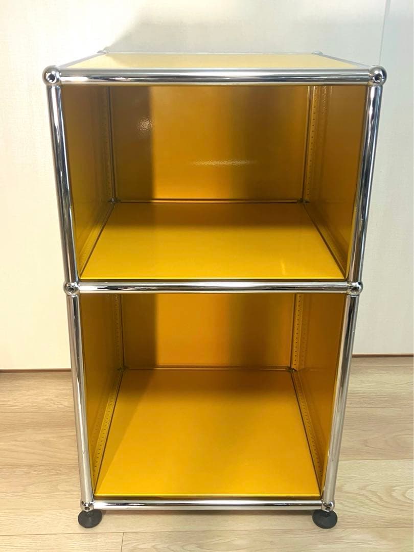 USM Haller/USM ハラー サイドテーブル 2段キャビネット/イエロー USM USM Haller ハラーシステム 1列2段キャビネット オープン