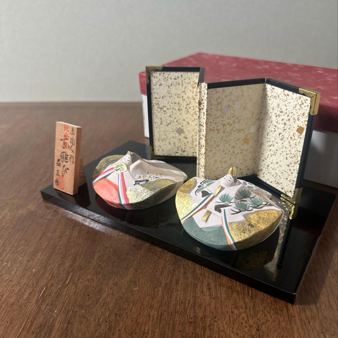 新品共箱・飾り台付き◇京陶人形「京雅び」小田益三　陶器　雛人形　雛祭り　金彩 金彩 立雛 | 京都 小田益