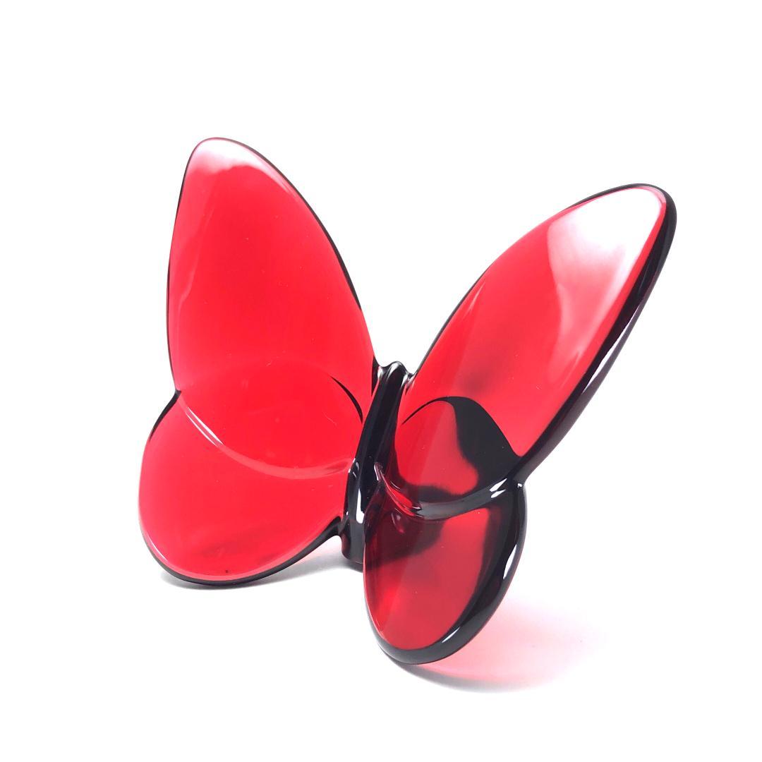 美品】バカラ／ラッキーバタフライ クリスタル レッド／BC407 - メルカリ