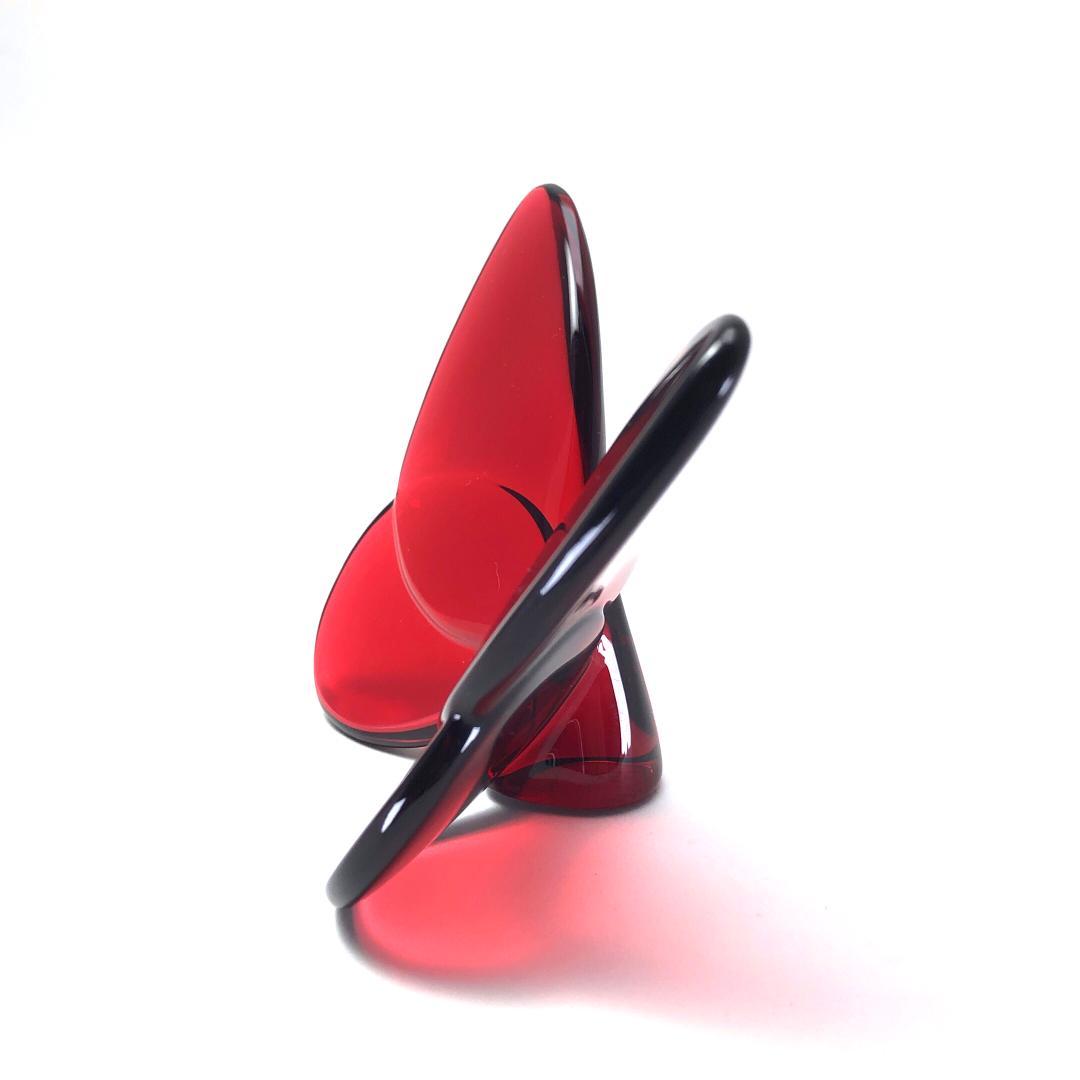 美品】バカラ／ラッキーバタフライ クリスタル レッド／BC407 - メルカリ