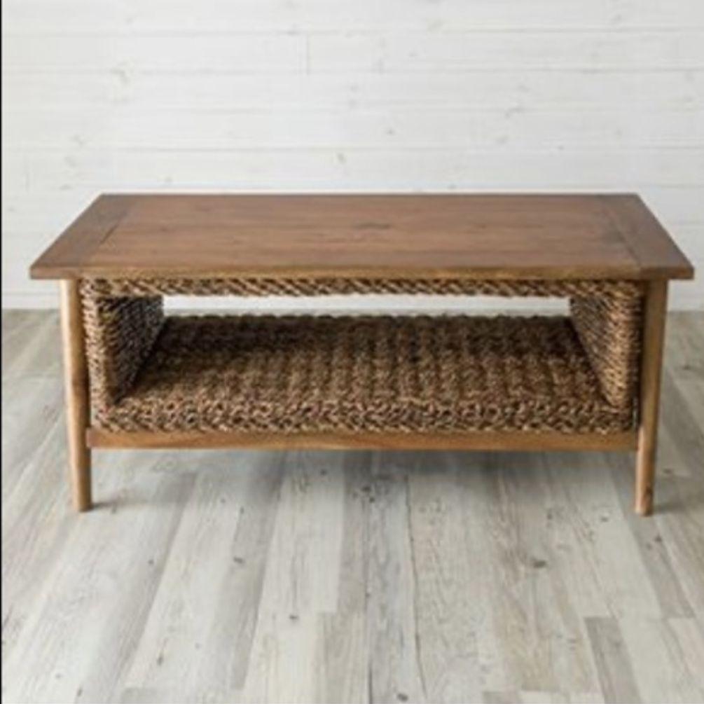 送料無料　アパカ素材の収納付きセンターテーブル アバカ素材でできた収納付きセンターテーブル(91087)【アジアン雑貨の