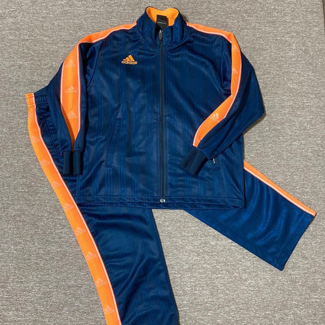 adidas ジャージ 上下130ネイビー/オレンジ - メルカリ