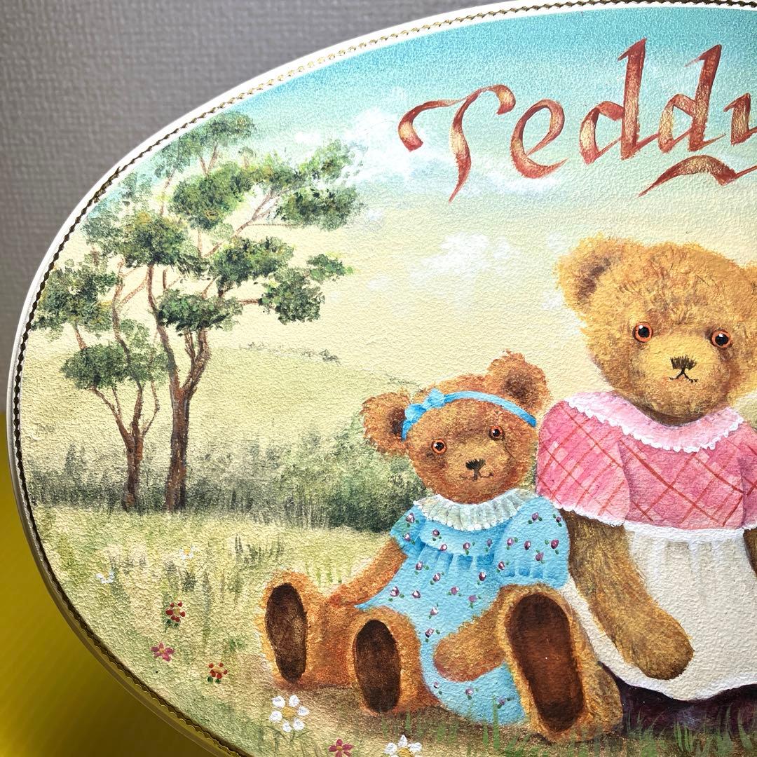 トールペイント作品☆30cmオーバルプレート☆テディベア