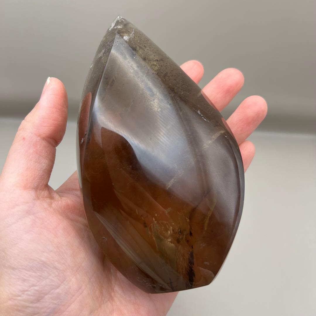 smoky10）高品質フレイムシェイプ火焔ガーデンインスモーキークォーツ