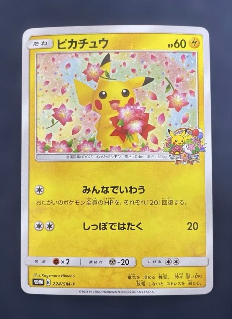 ピカチュウ　ポケモンセンター20周年記念キャンペーン 224/SM-P プロモ 224/SM-P ピカチュウ： ポケモンセンター20周年記念キャンペーン | SM