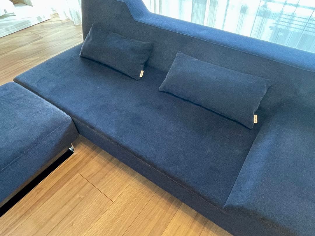 最安値】フランネルソファ シエスタ 2.5人掛け ネイビー