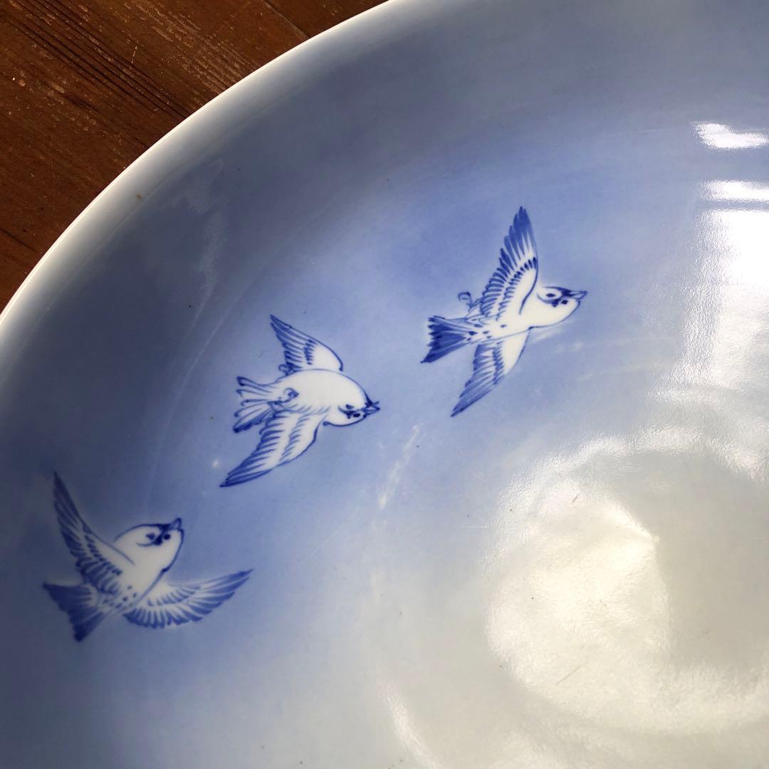 深川製磁 オールド深川 大鉢 大皿 盛鉢 そうめん鉢 ふくら雀 福来雀