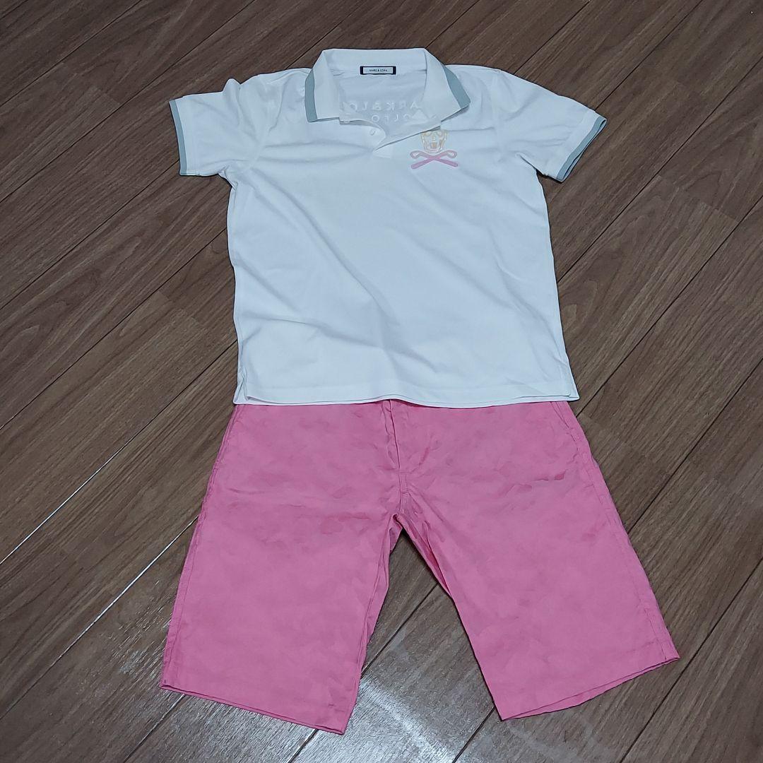 マークアンドロナ　ポロシャツ&パンツセット MARK&LONA（マークアンドロナ） 半袖ポロシャツ ブルー×レッド メンズ