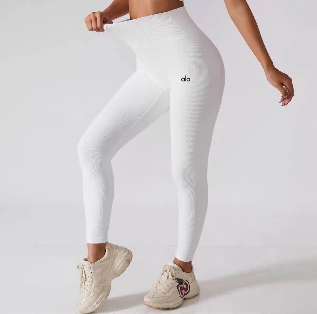 aloヨガ レギンス ハイウエスト リブ 美脚 ジムウェア ピラティス