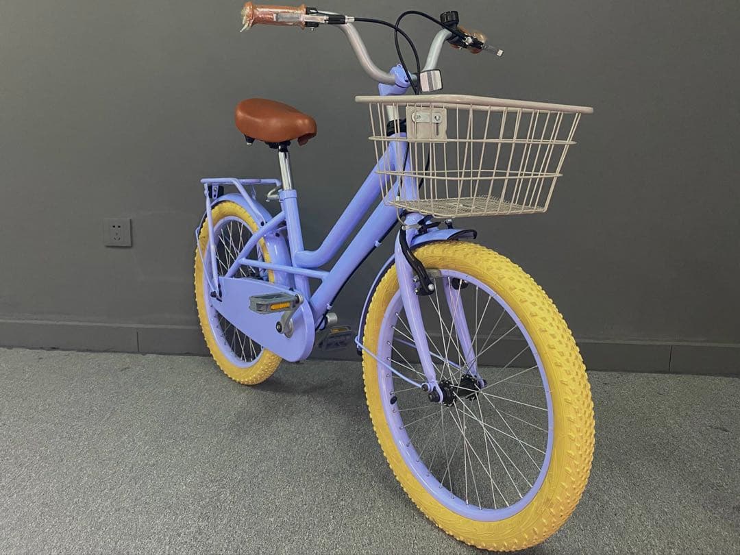 おしゃれカラー パープル×イエロータイヤ 子供用自転車 20インチ