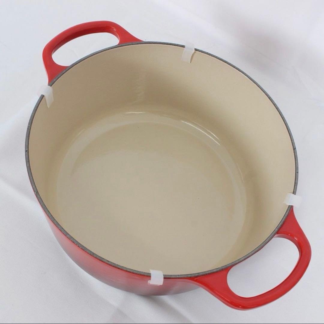 LE CREUSET ル・クルーゼ ホーロー両手鍋 24cm チェリーレッド - メルカリ