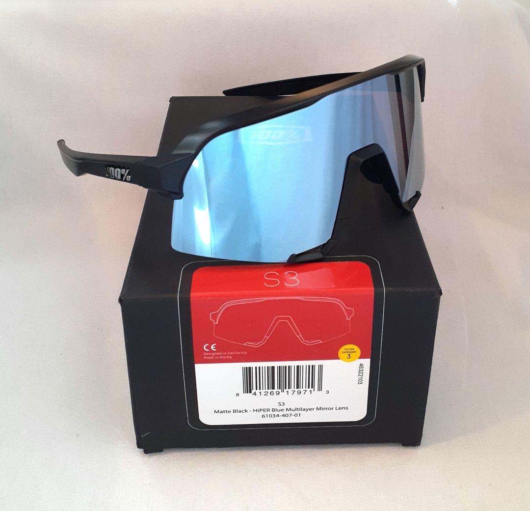 100% S3 ブラック ブルーミラーレンズ ワンハンドレッド サングラス
