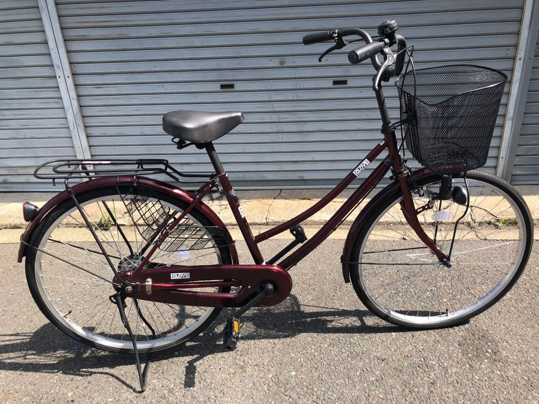 大阪市内無料配達』中古自転車 ママチャリ 26インチ ワインレッド
