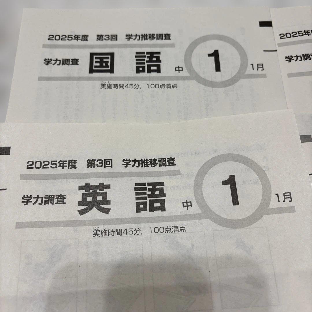 2025年度 第3回 ベネッセ 学力推移調査 中1【3教科＋解説】匿名配送
