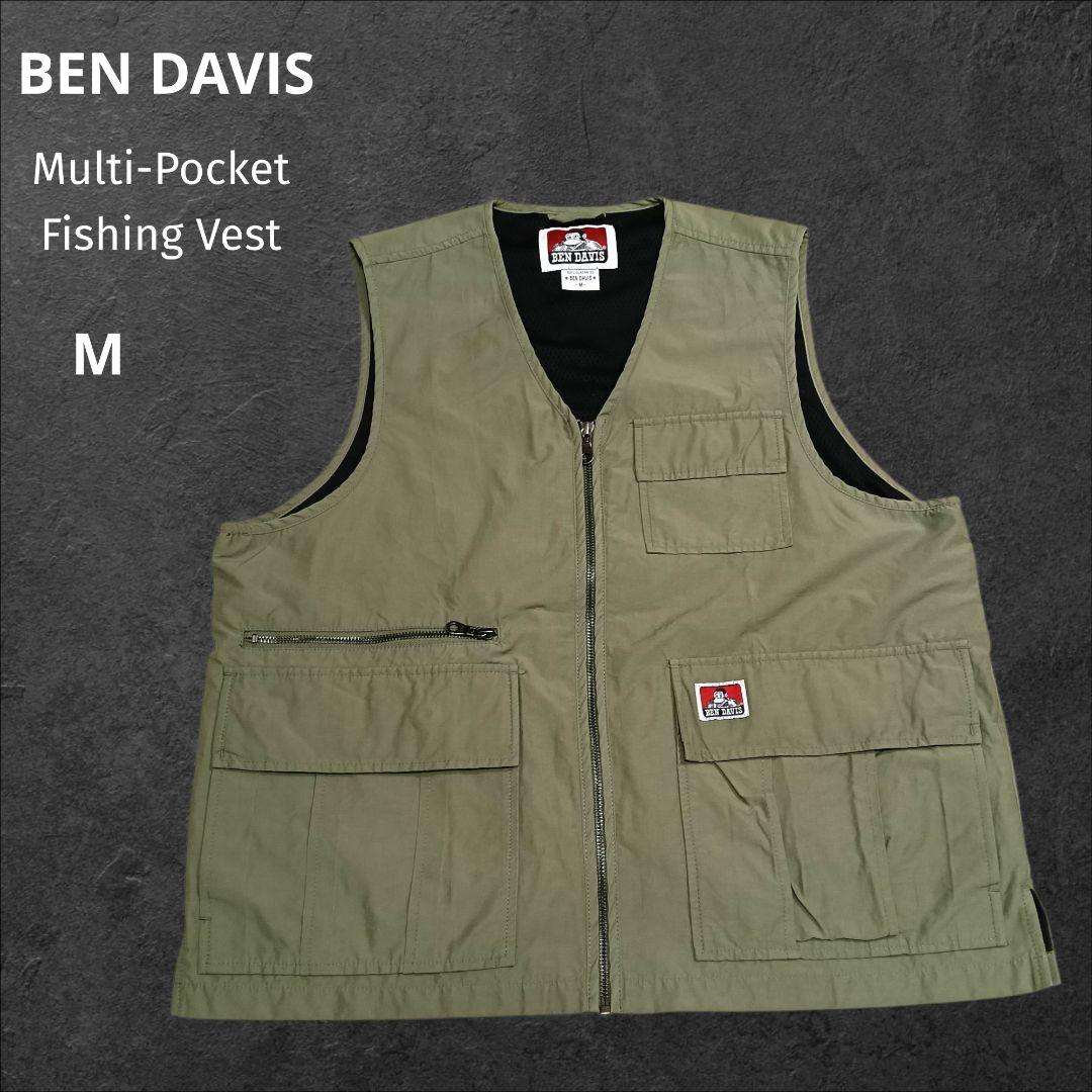 美品BEN DAVIS 多機能 フィッシングベスト カーキ M ワークスタイル