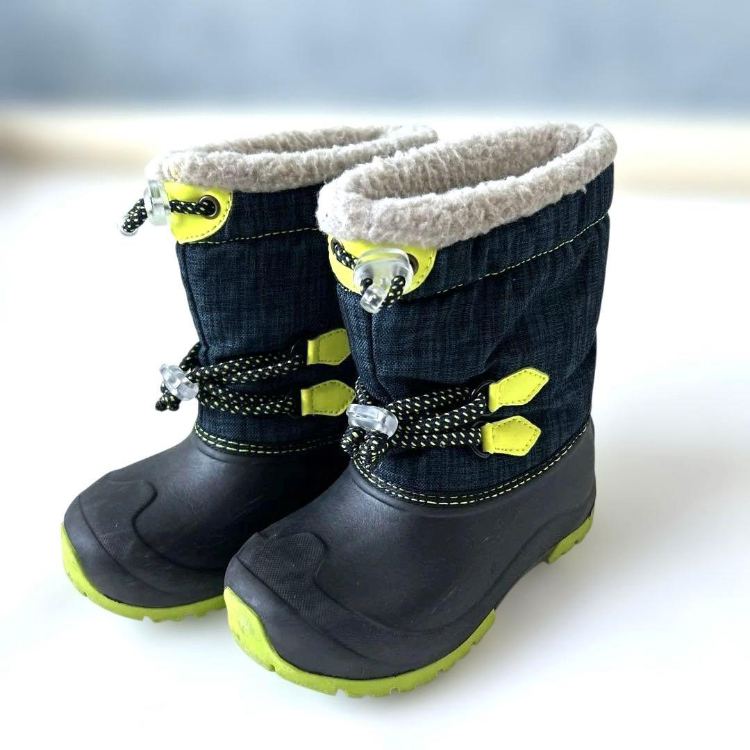 キッズ スノーブーツ 17〜18cm 黒 グリーン - メルカリ
