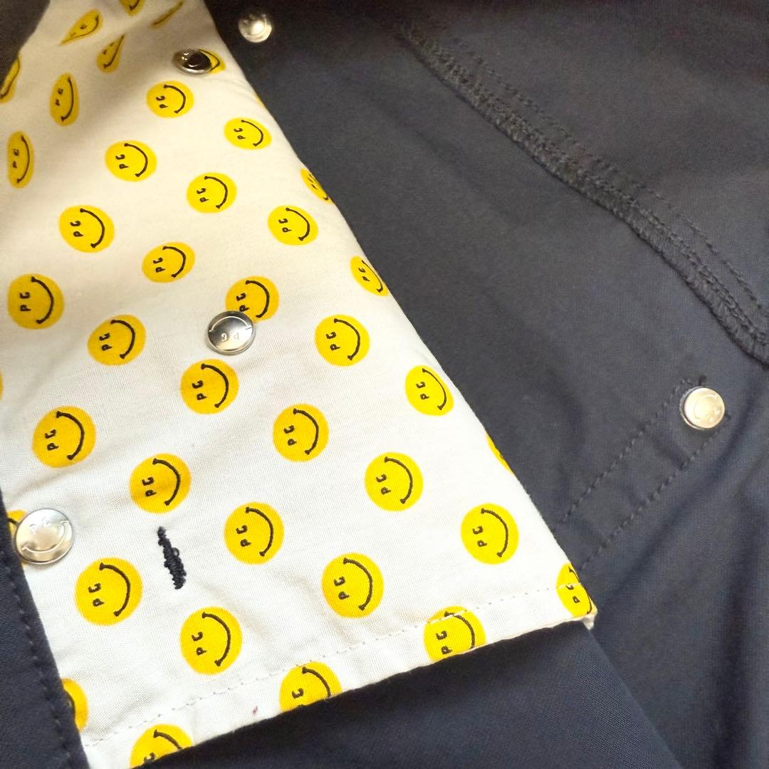 パーリーゲイツ ニコちゃん スマイル ボタン PGロゴ ネイビー 薄手