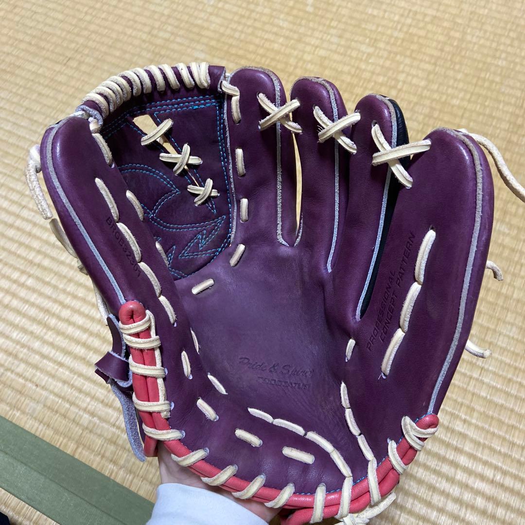 ZETT 紫色 軟式グローブ 右投げ用 ゼット 軟式用 プロステイタス スペシャルカラーエディション 外野手用