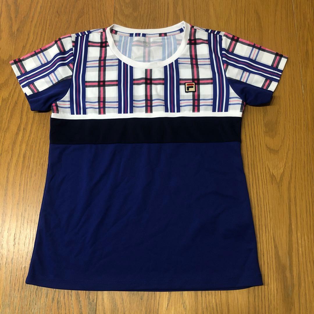 FILA ブルーのチェック柄 TシャツLサイズ スコートMサイズセット