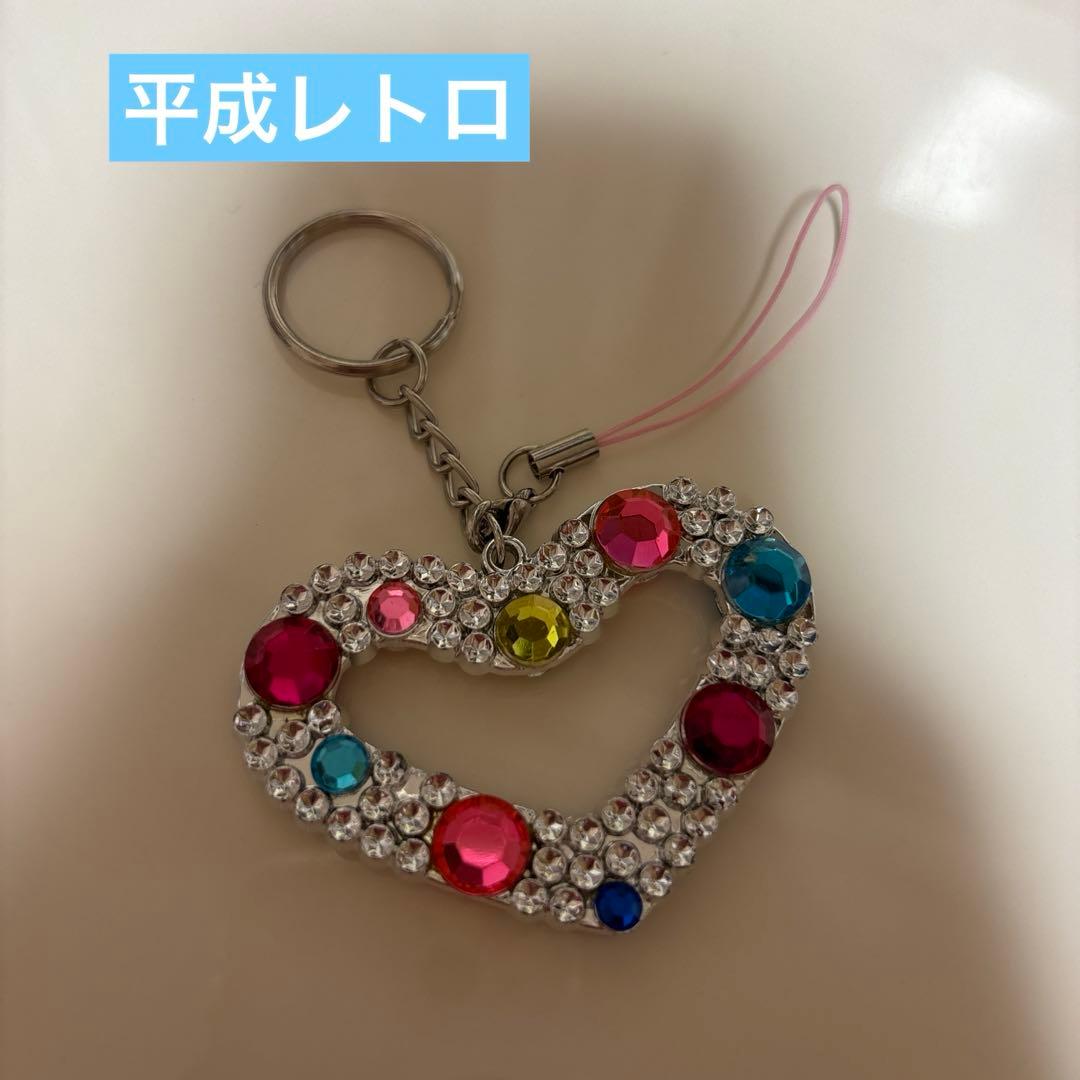 平成レトロ キラキラ ハート ストラップ ストーン - メルカリ