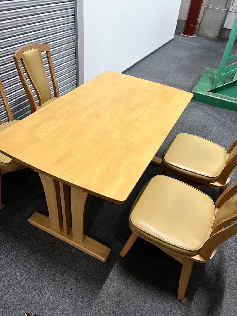 天然木製 ダイニングテーブル ダイニングチェア4脚セット 食卓机 送料無料】 4人用 ダイニングセット 5点 (幅1200mmテーブル + チェア