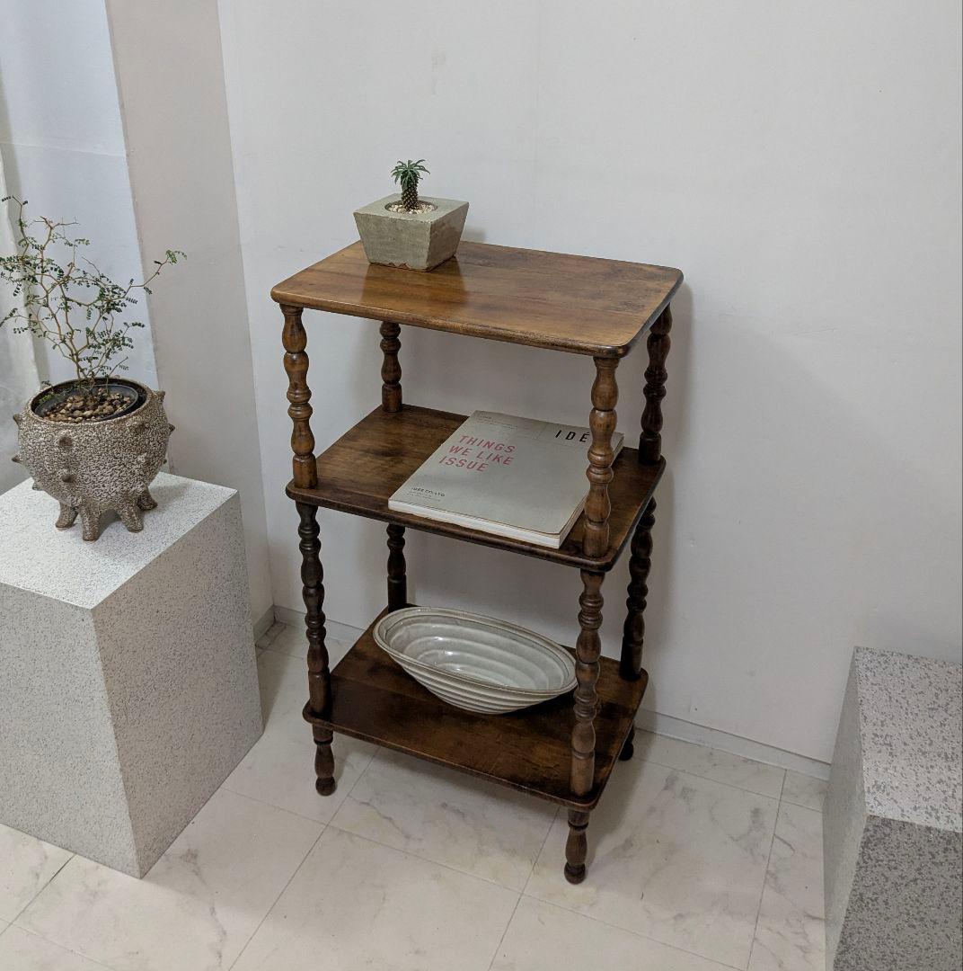 木製 アンティークテイスト 3段シェルフ ラック フレンチ クラシカル レトロ HAGiHARA（萩原） チェスト 木製 おしゃれ レトロ 完成品 3段 42