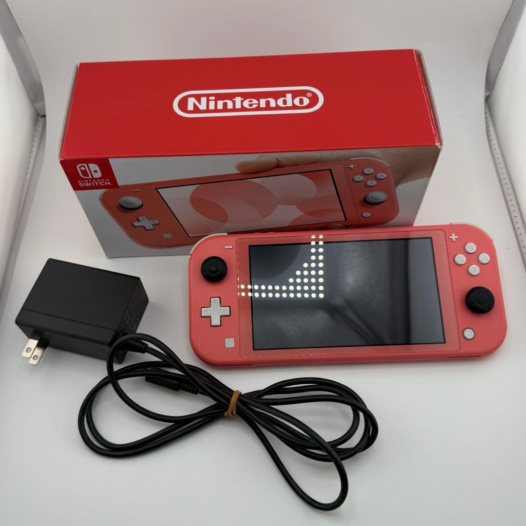 Nintendo Switch Lite コーラル(ピンク)箱（保証書）、充電器 - メルカリ