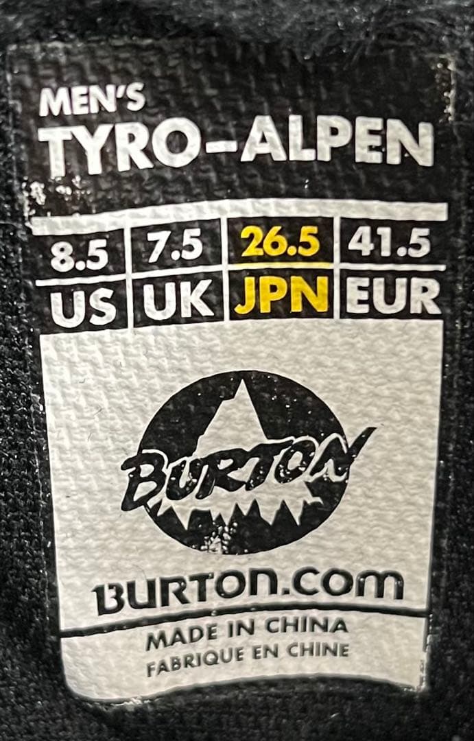 【即日発送】BURTON TYRO-ALPEN ティロアルペン 26.5cm