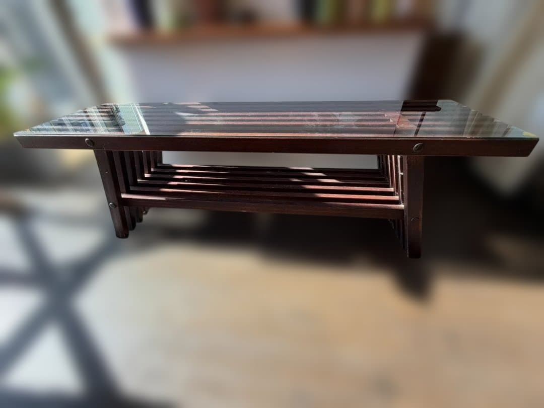 和モダン 木製 ガラステーブル ローテーブル 格子デザイン 古家具 店舗什器 楽天市場】こたつやぐら リメイク ガラスローテーブル ローテーブル