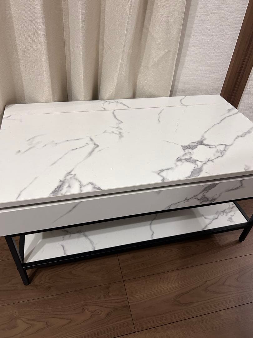 今週限定】昇降式センターテーブル コーヒーテーブル 大理石調ローテーブル