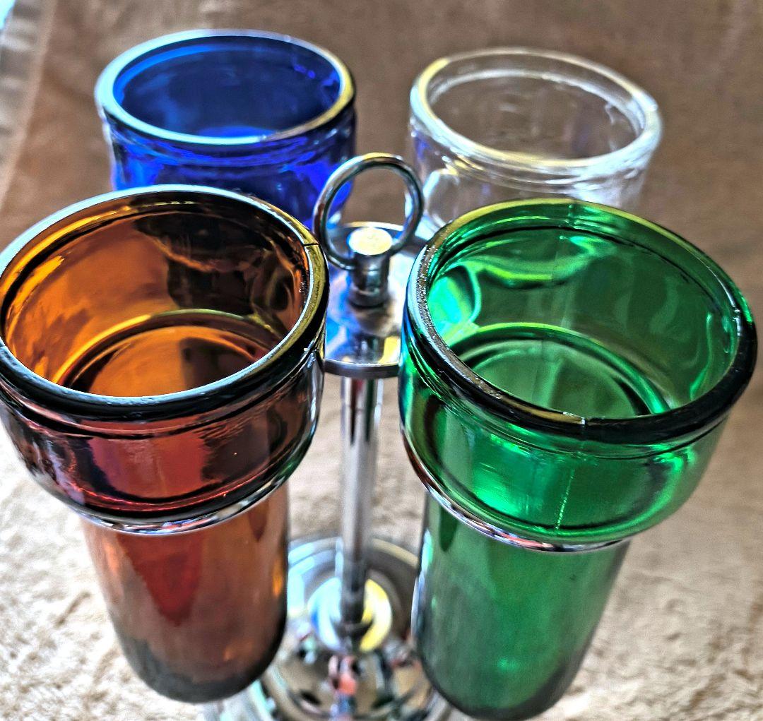 医療器具 昭和レトロ ガラス シカン瓶 回転式シカン瓶スタンド 4色
