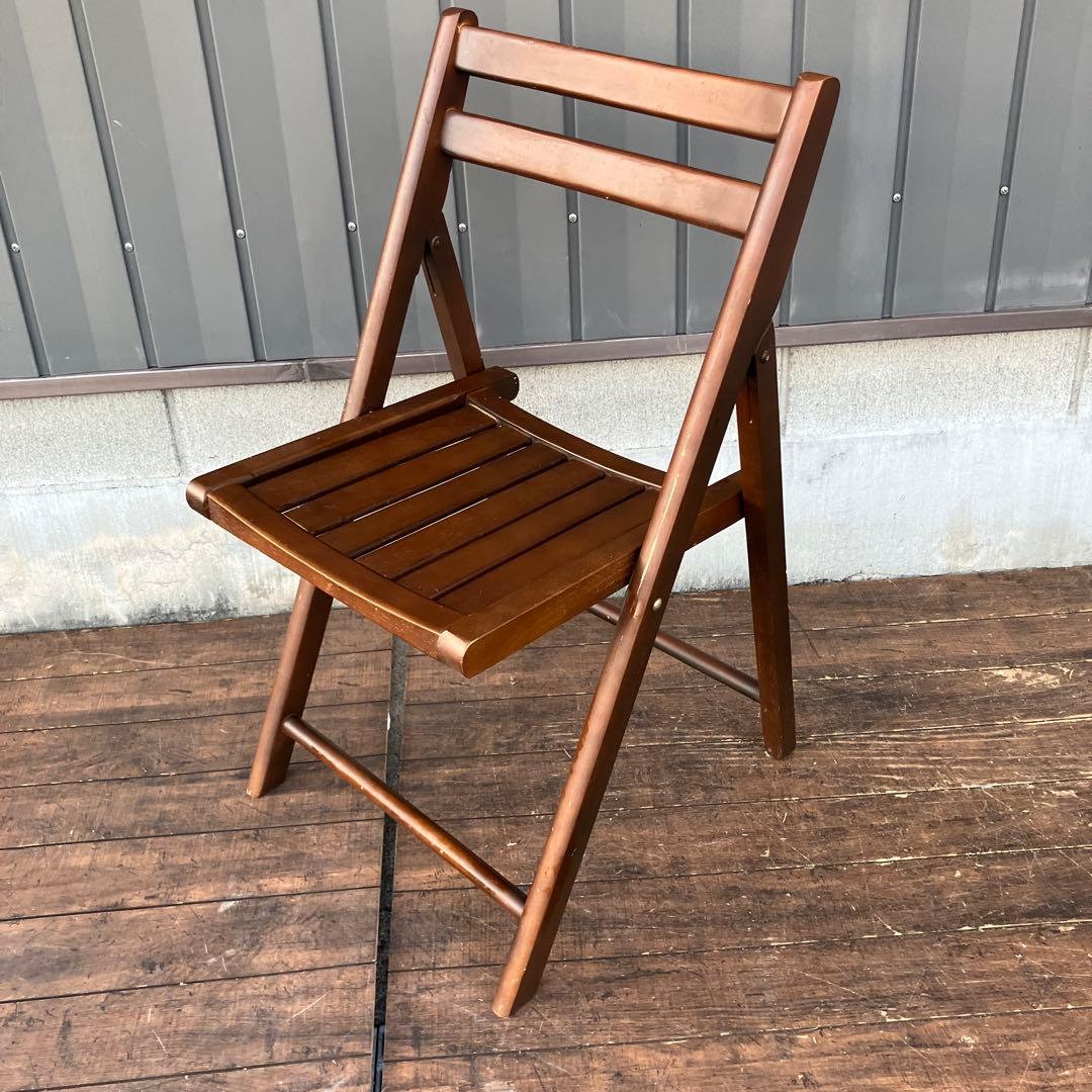 E-2 アンティーク 木製 折りたたみチェア チェア イス 椅子 来客用