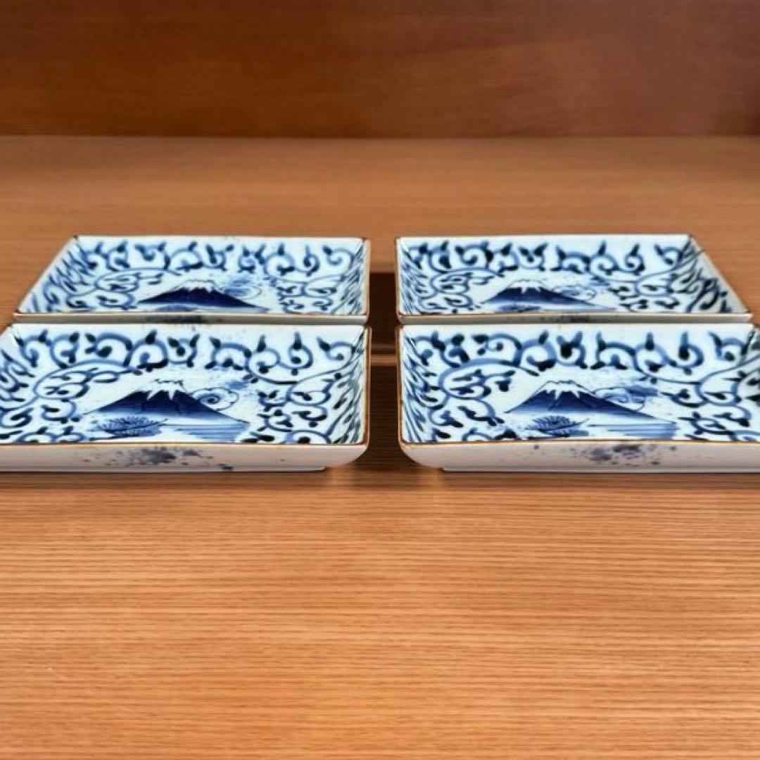 有田焼 福泉窯 染付蛸唐草富士山文 小焼物皿 4枚セット☆ - メルカリ