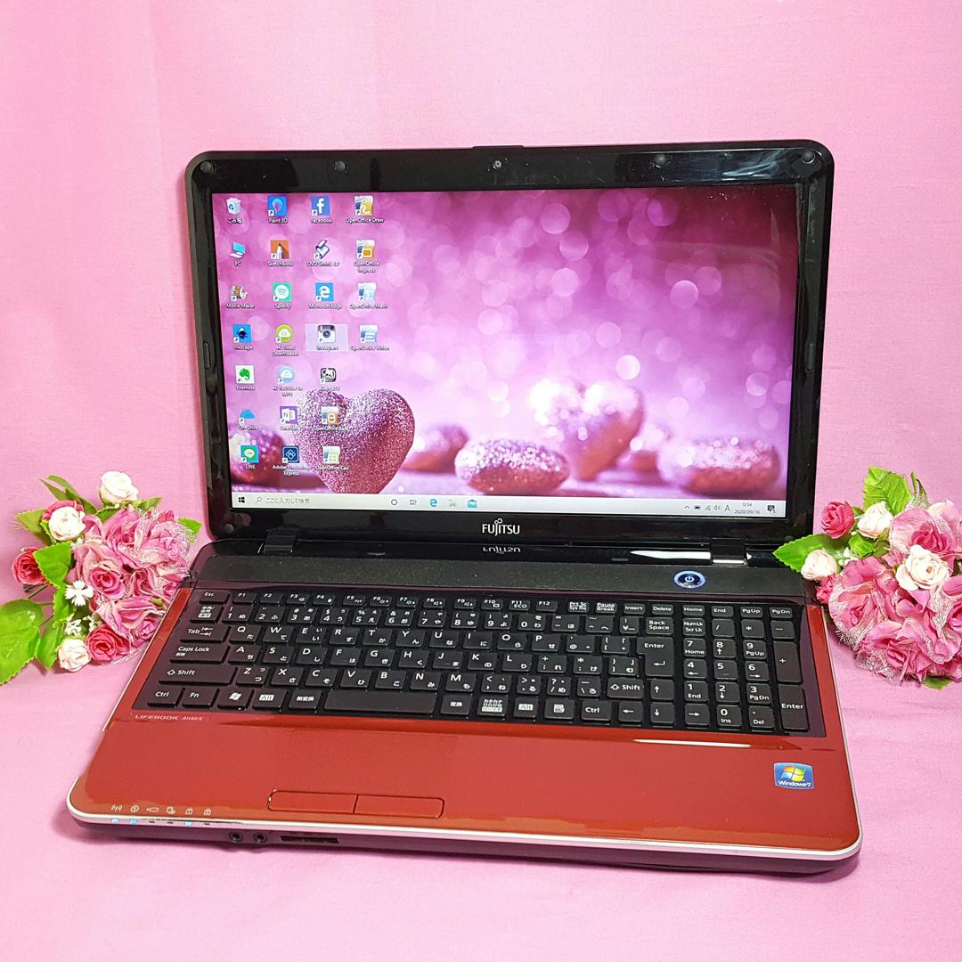 ❤新Win10❤ルビーレッド色❤LIFEBOOK❤カメラ搭載❤テンキ❢大