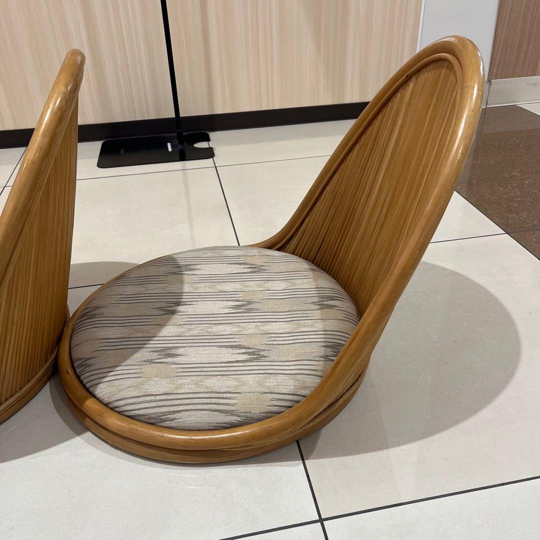 昭和レトロ コスガ家具 ラタン座椅子 ラタンチェア 2脚セット kosuga