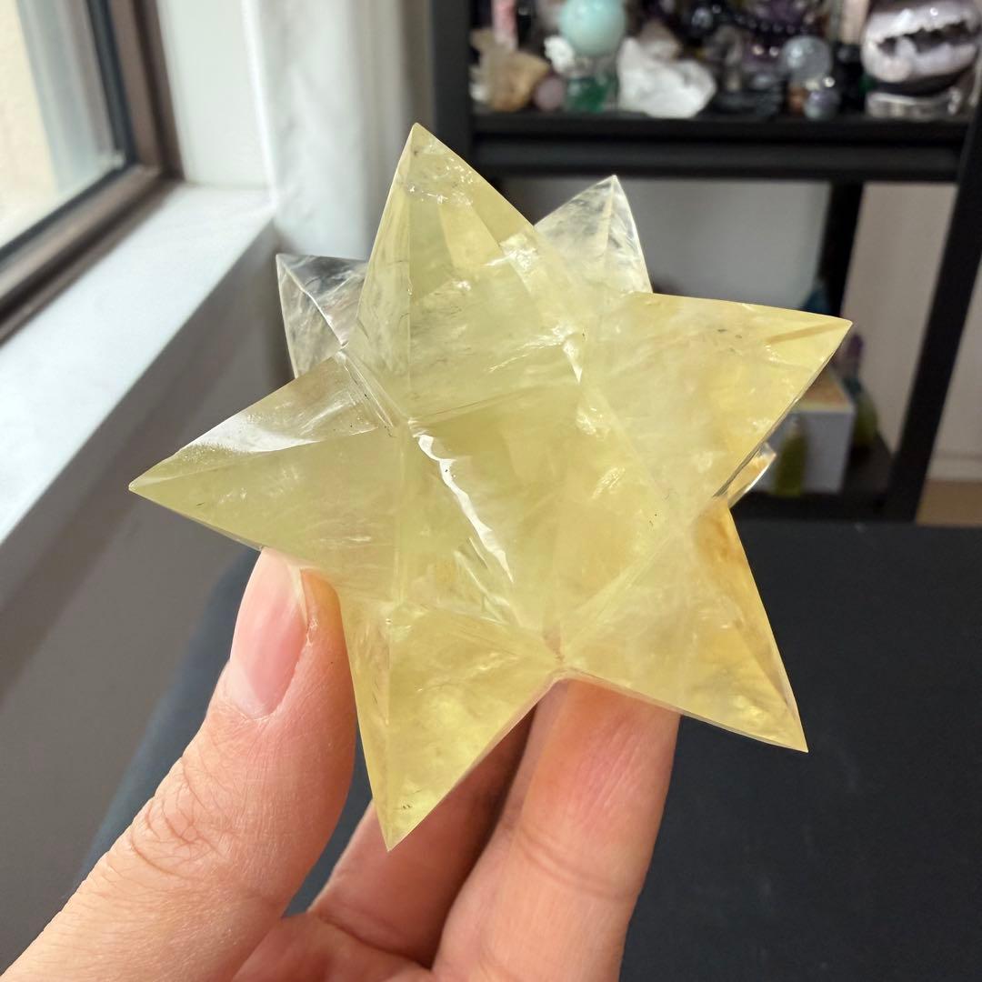 天然石シトリンのマカバスター アステロイド 置物 彫物NO.030410