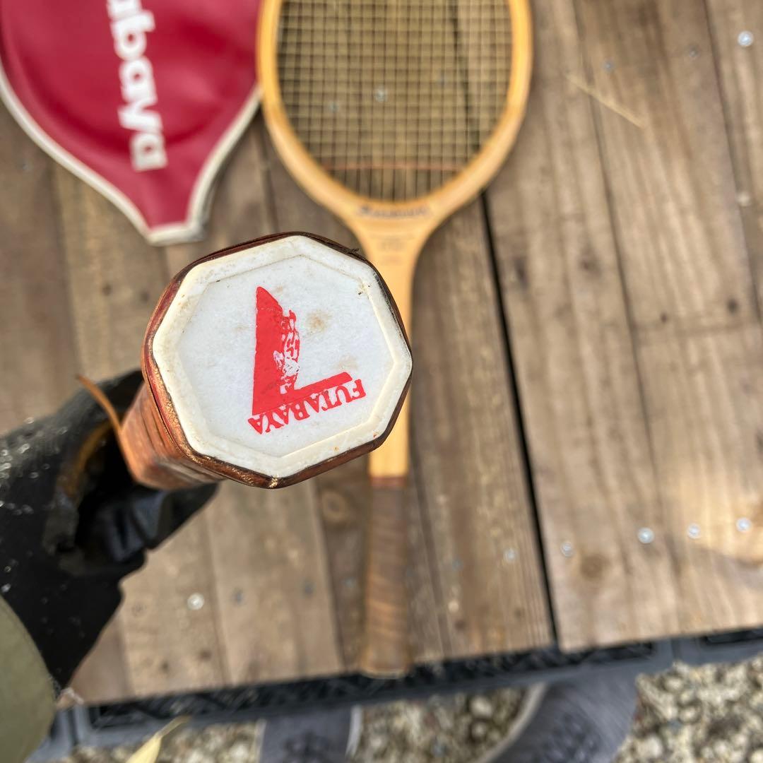 レトロ：テニスラケットFUTABAYA：フタバヤ木製ラケットBLUEVOLLEY