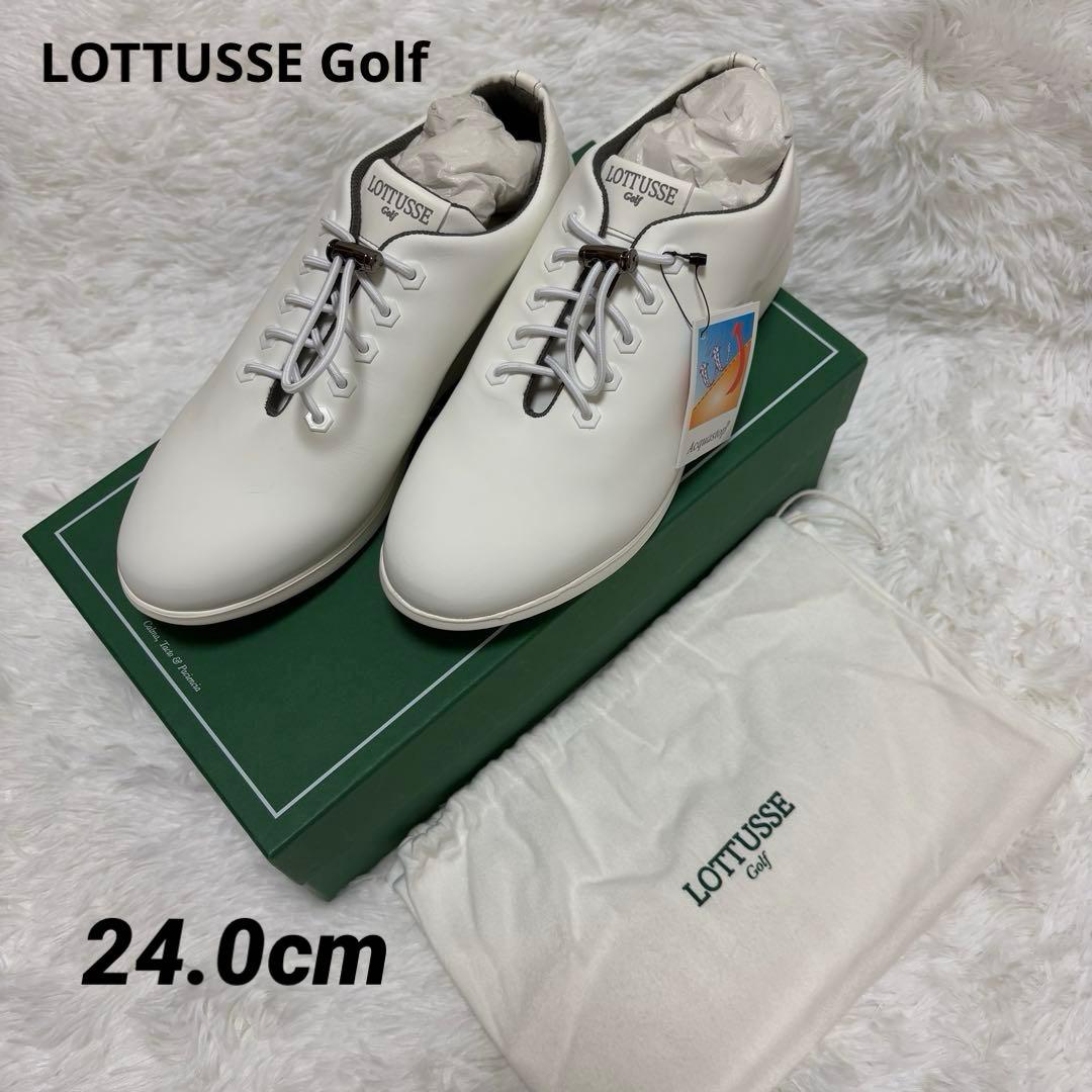 新品】 LOTTUSSE Golf レザーゴルフシューズ 24.0 ホワイト - メルカリ