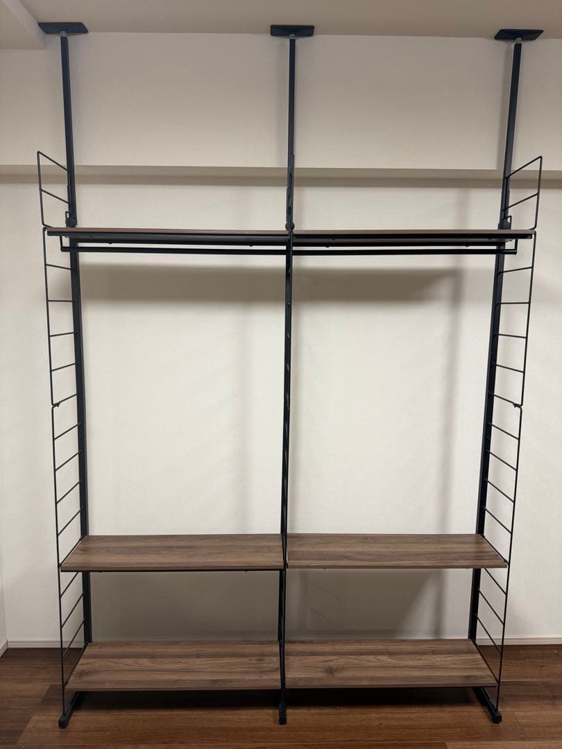 突っ張り壁面収納ワードローブNポルダ(ミドルブラウン)＋上段追加ユニット×3 突っ張り壁面収納ワードローブNポルダ(ミドルブラウン) | ニトリネット